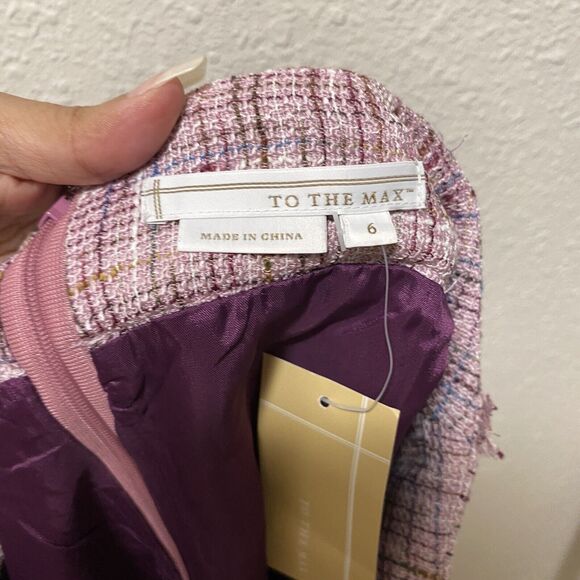 To the max skirt Medium M 6 purple pink pockets layered Tweeted an - Picture 8 of 10